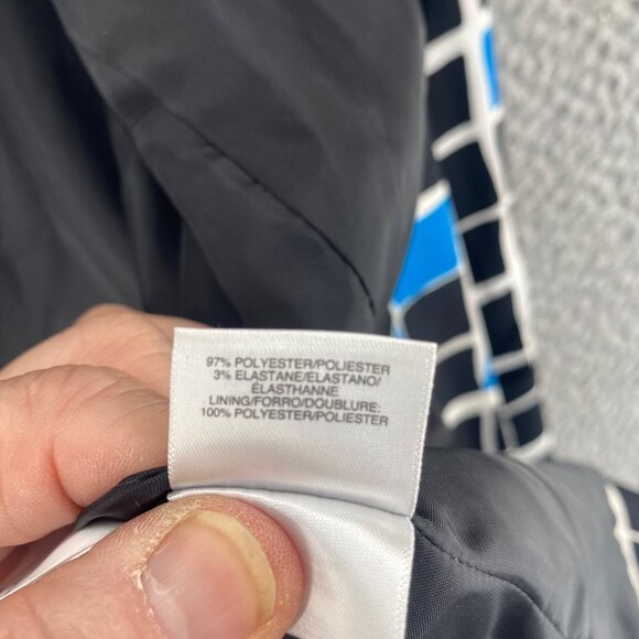 Kasper Blazer Womens 10 Blue Black Pattern Stretch 3/4 Sleeve Shawl Lapel Jacket - Picture 7 of 10